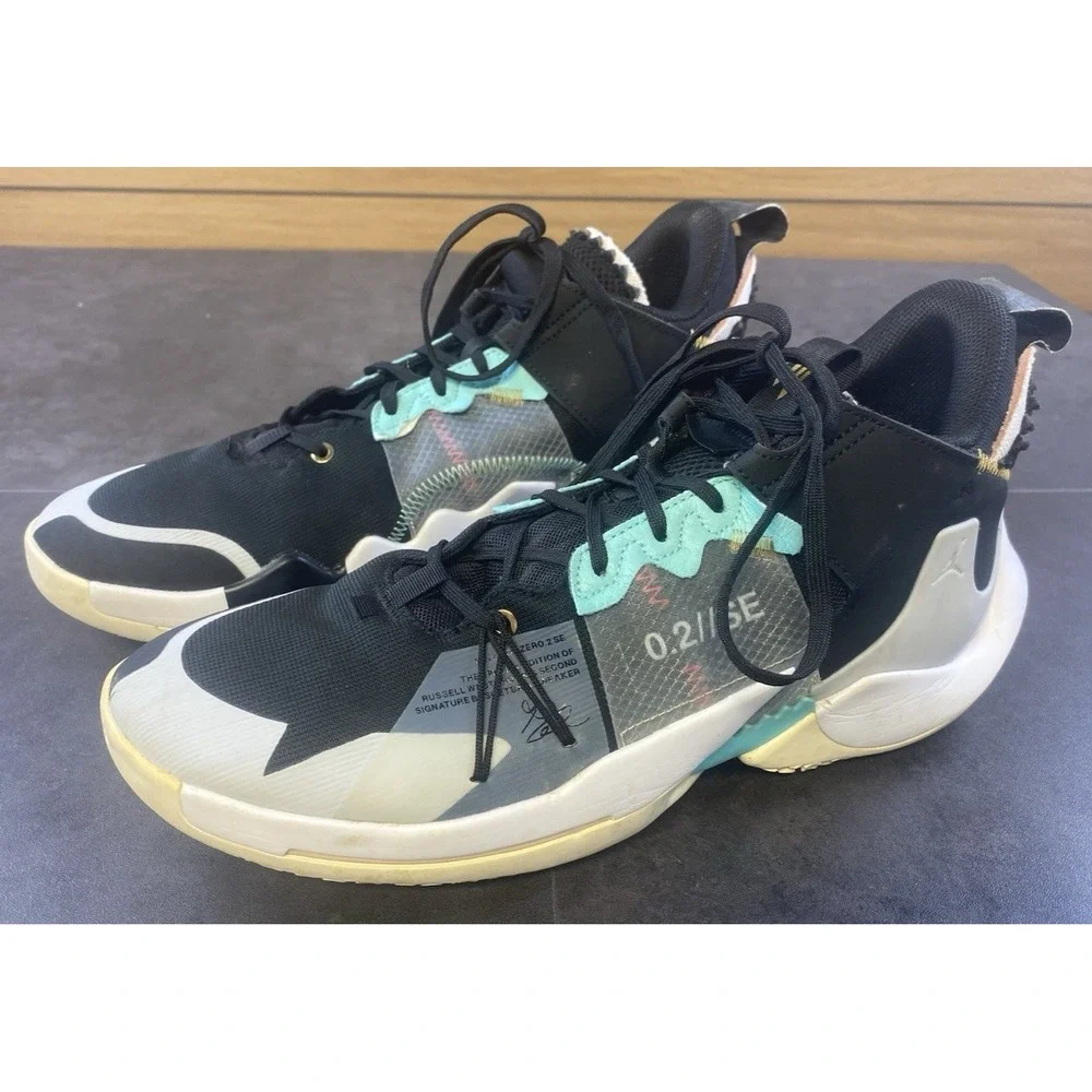 Jordan Men's Why Nots ZerO.2 SE Black/Wht/Grey/Turquois Basketball Shoe Size 11